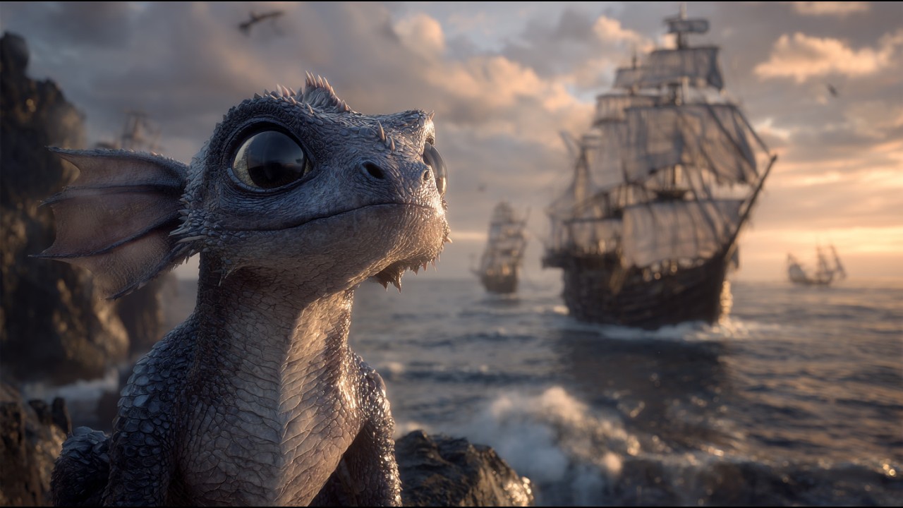 A Homeless Dragon Hatchling Saw a Human Captain’s Ship and Whispered, “My Father Once Flew Like That