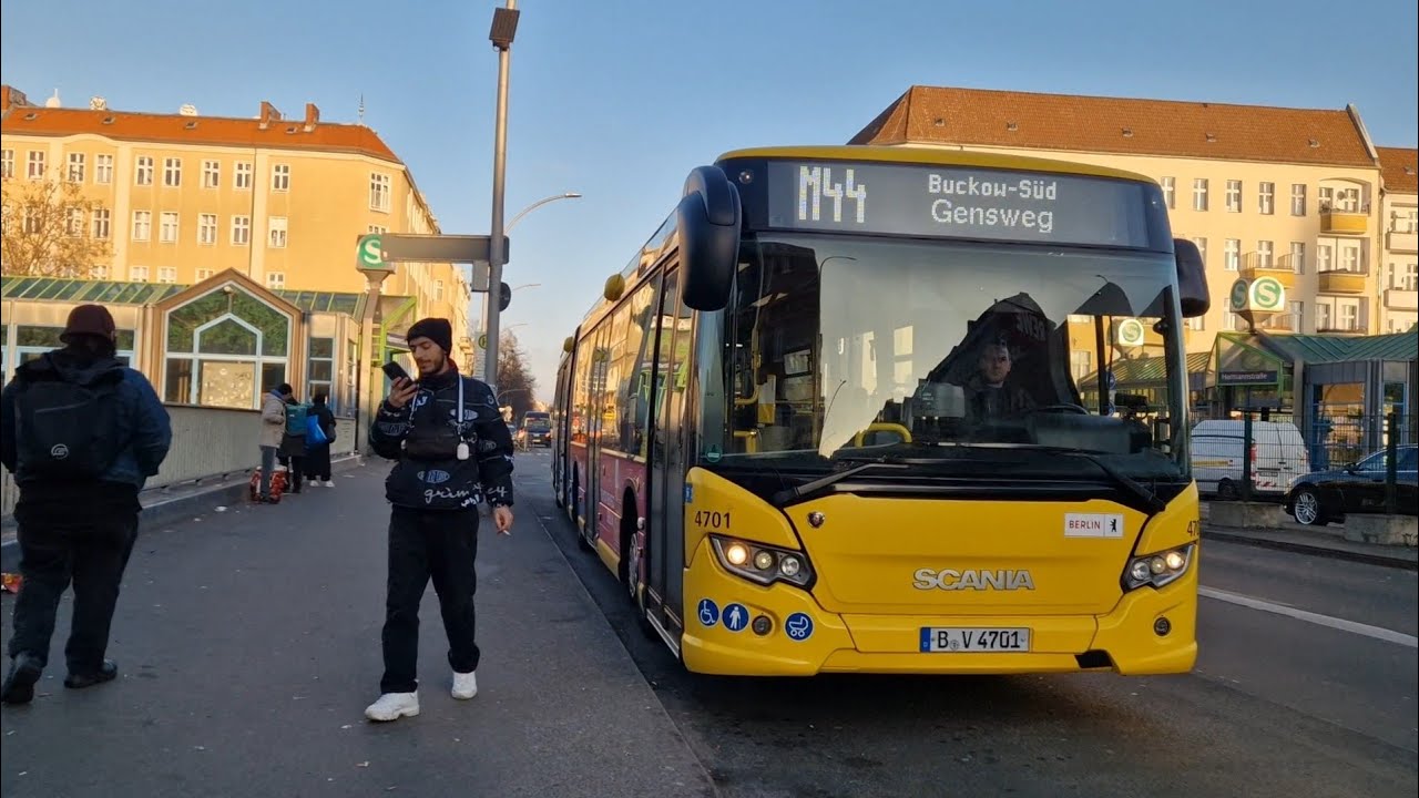 Bus Berlin | Mitfahrt im kompletten M44E von S+U Hermannstraße bis Gensweg im Scania GN 16 4701