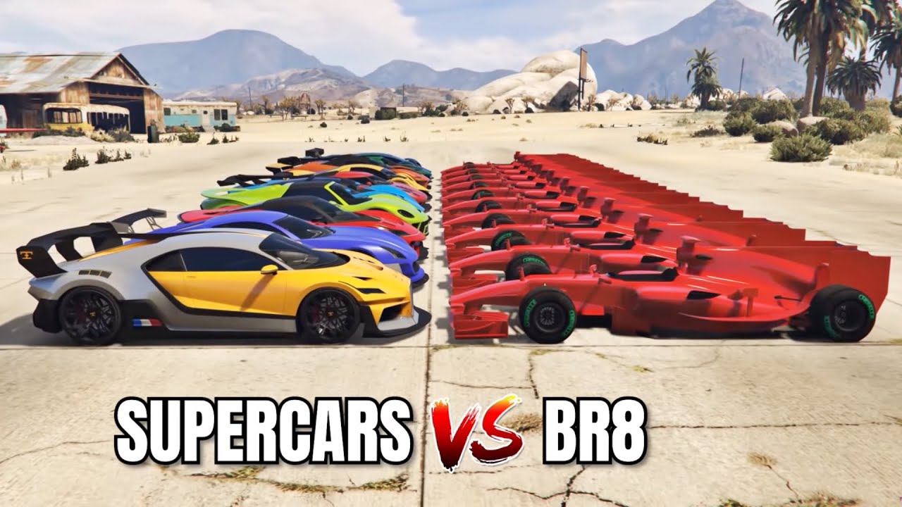 GTA 5 ONLINE - BENEFACTOR BR8 VS SUPERCARS (WHICH IS FASTEST FORMULA VS SUPERCARS?)