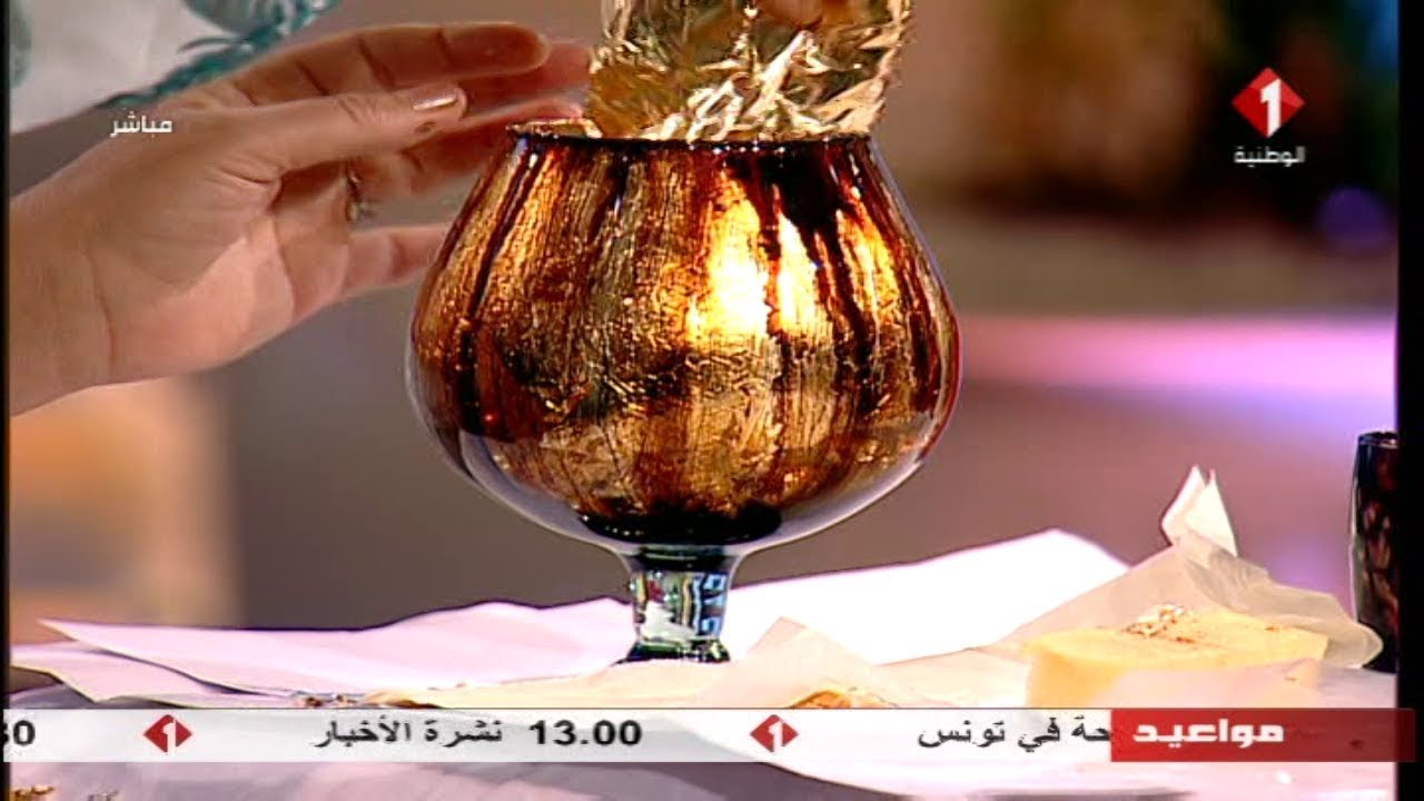 décoration vitrail avec zefti+feuille d'or HD -تزويق البلور بالزفتي والورق الذهبي