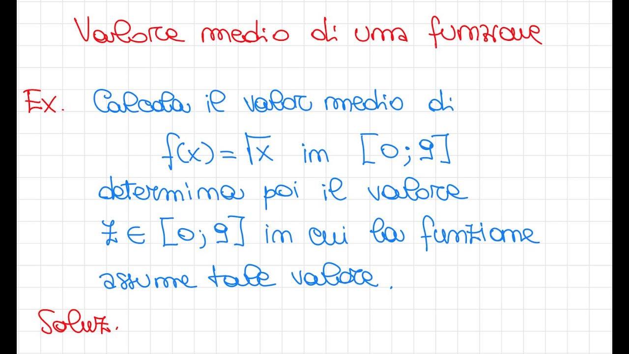 Valor medio di una funzione: applicazione del Teorema della media integrale
