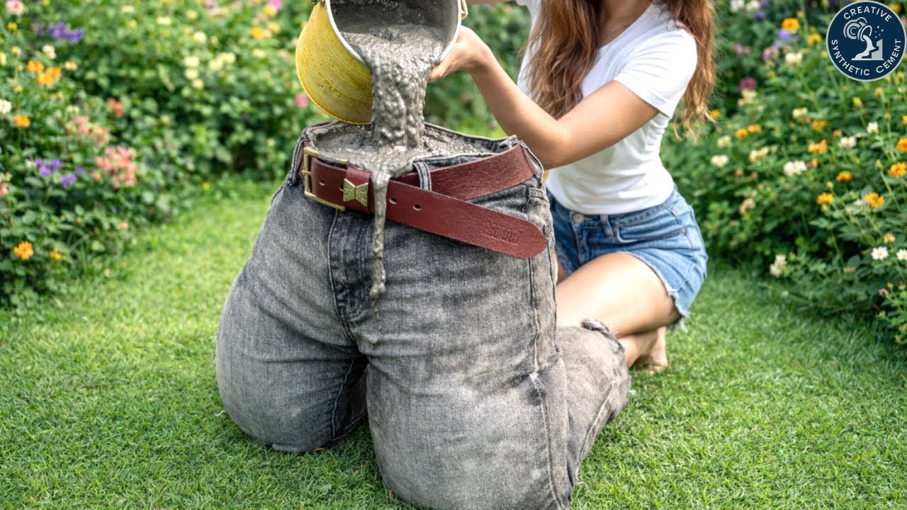 This idea is so strange! This amazing creation deserves a Nobel Prize! Cement and jeans.