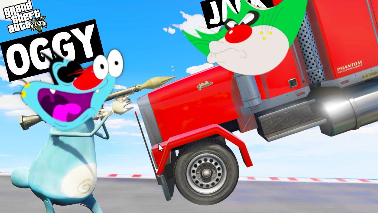 OGGY And PINKA JUMPING ON JACK IN RPG VS FLYING CAR CHALLENGE (GTA 5 Funny Moments)