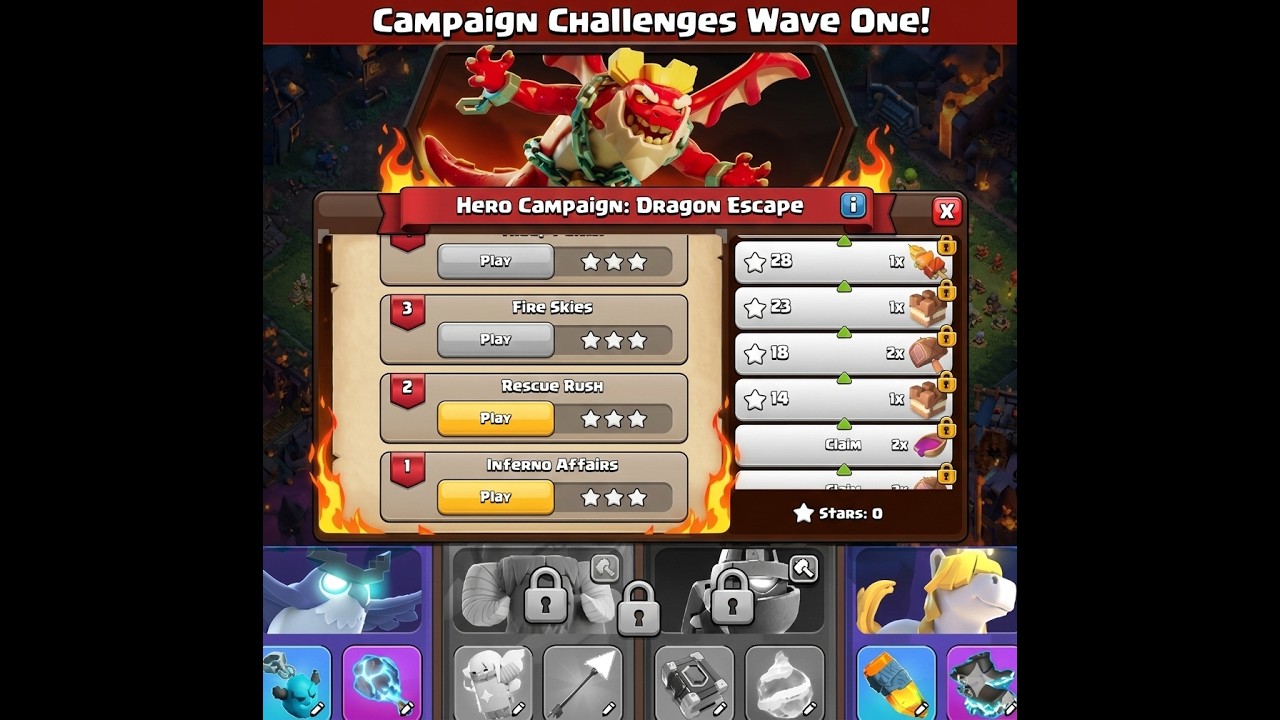 How to 3 Star Dragon Escape Challenge 1 to 4 in Clash of Clans