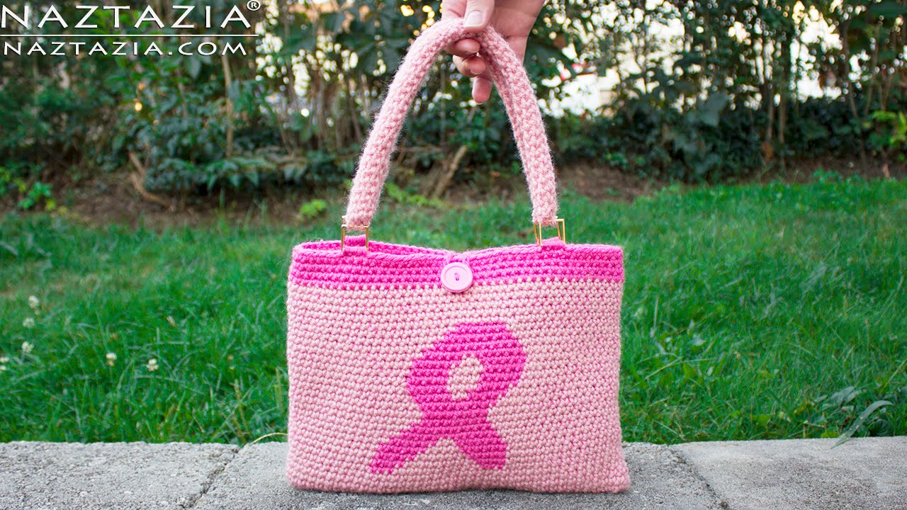 HOW to CROCHET PINK AWARENESS HANDBAG - Tapestry Crochet Bag for Breast Cancer