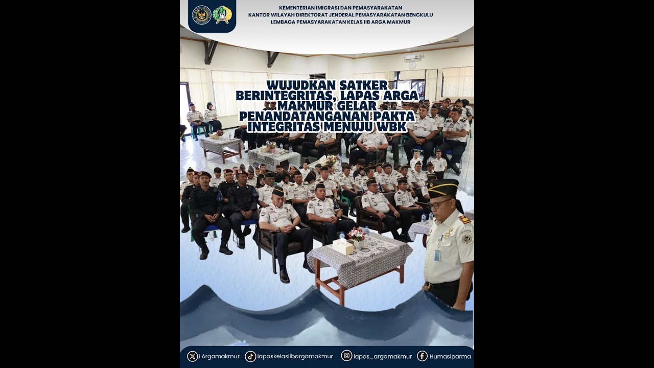 Penandatanganan Pakta Integritas menuju Zona Integritas menuju Wilayah Bebas dari Korupsi (WBK).