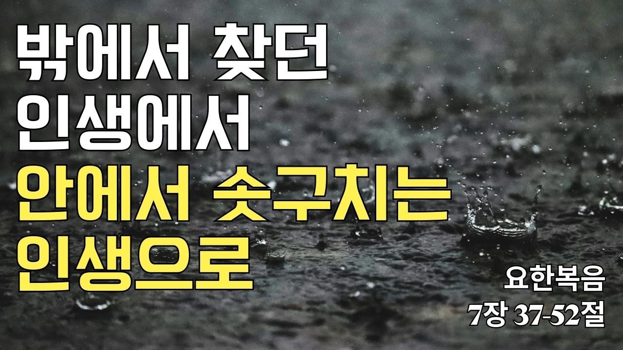 [ 매일성경 브런치 ]｜요한복음 7장 37-52절(20260224)｜밖에서 찾던 인생에서 안에서 솟구치는 인생으로｜큐티 ｜예배