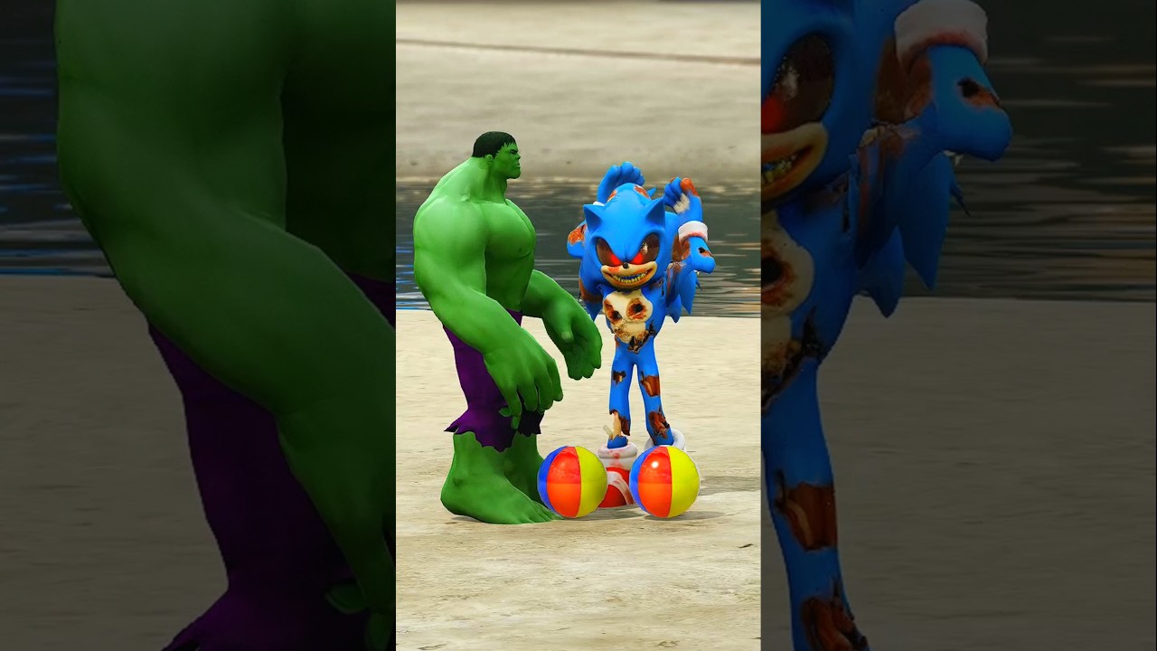 ZOMBIE SONIC VS CAPTAIN AMERICA SPIDERMAN AND HULK THE ULTIMATE SHOWDOWN #gta5 #shorts #gaming