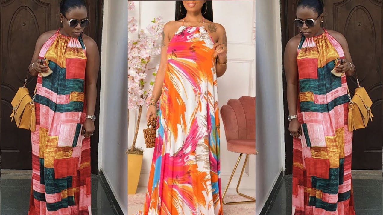How to make a simple GATHERED NECK MAXI DRESS | MAXI NECK DRESS