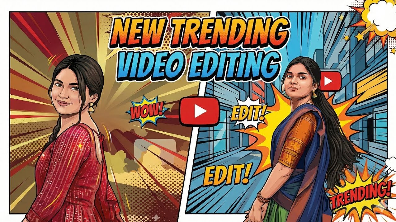 New Trending Vector Comic Reel gemini ai photo editing instagram mobile trending Reel Editing