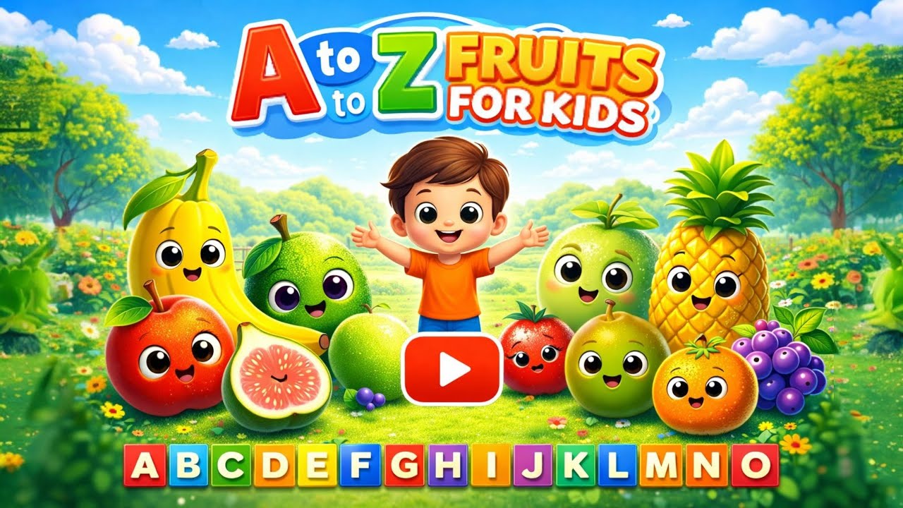 ABC Alphabet for Kids | A to E Fruits Name 🍎 | Learn ABC with Fruits | Nursery Rhymes @vedaanshsingh
