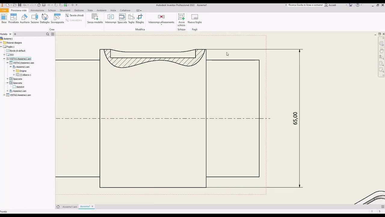 #29 Autodesk Inventor - Ambiente Disegno comando Spaccata