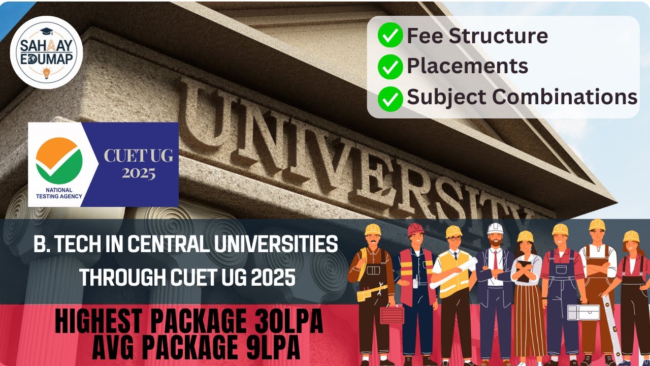 B.Tech Offering Central Universities తెలుగులో | CUET UG 2025 | Fee,Placements & Subject Combinations