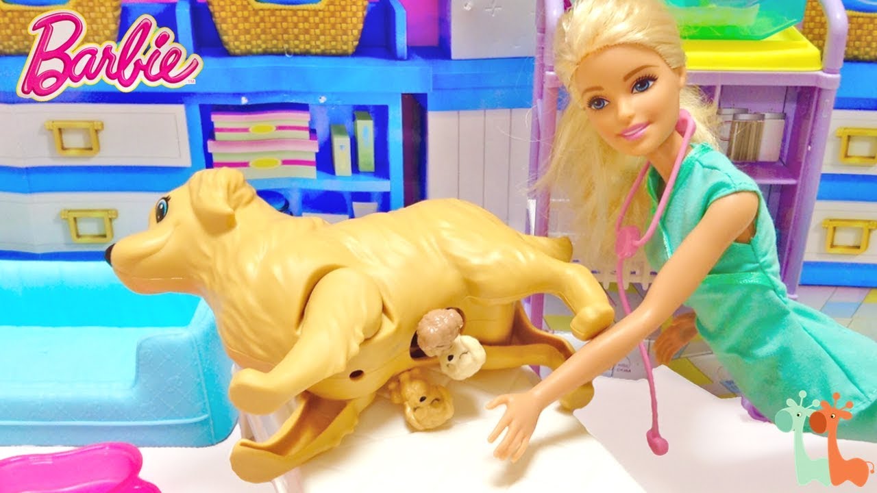 バービー ワンちゃんの出産 赤ちゃんが生まれる / Barbie Newborn Puppies Playset