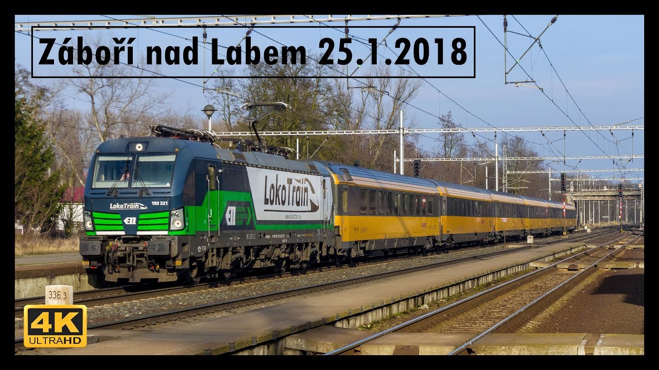 Vlaky Záboří nad Labem 25.1.2018 4K