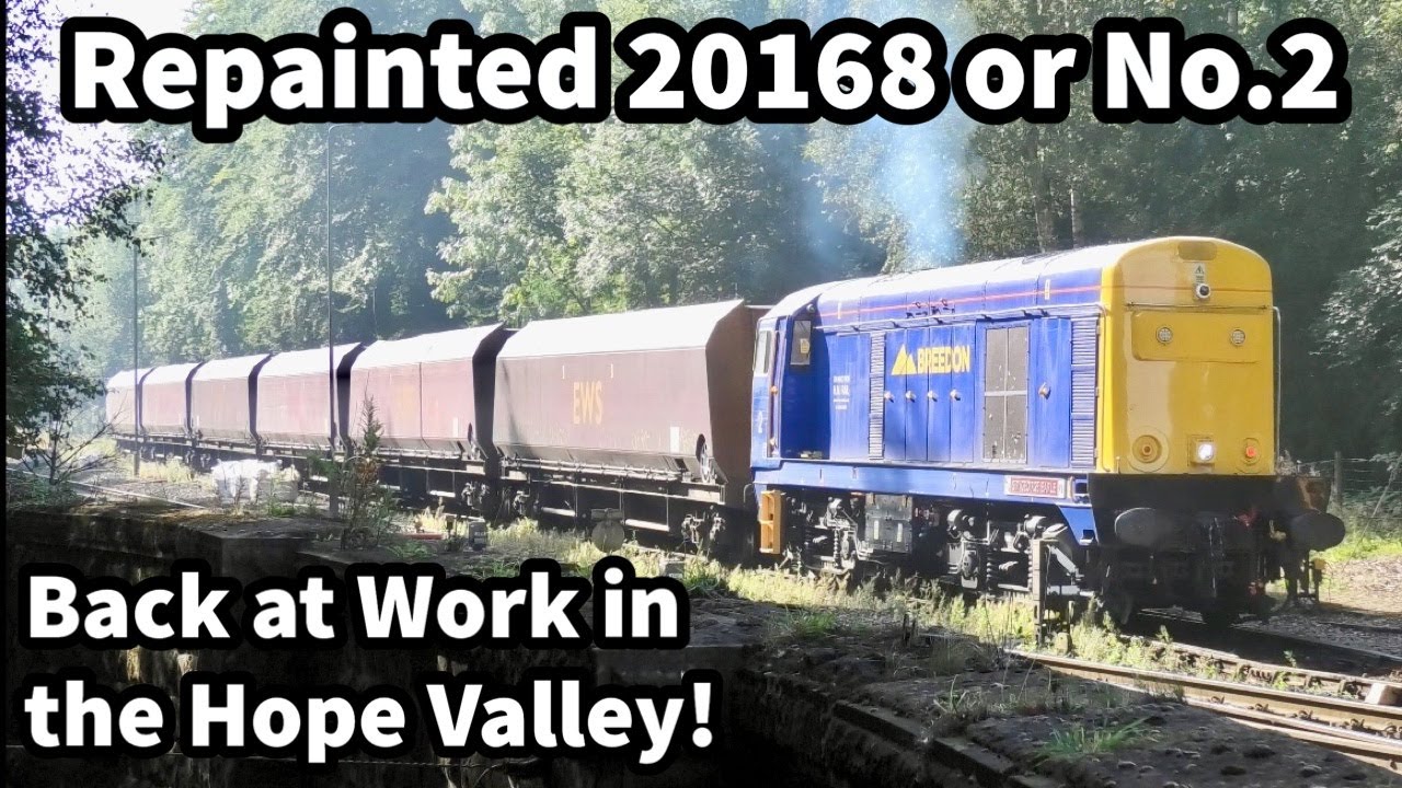 REPAINTED CHOPPER 20168 or No.2 BACK at work in the Hope Valley! Plus passing loco workings!