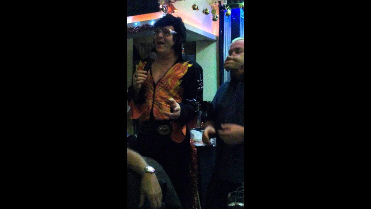L A s bar in Tenerife. Ken with comedy Elvis