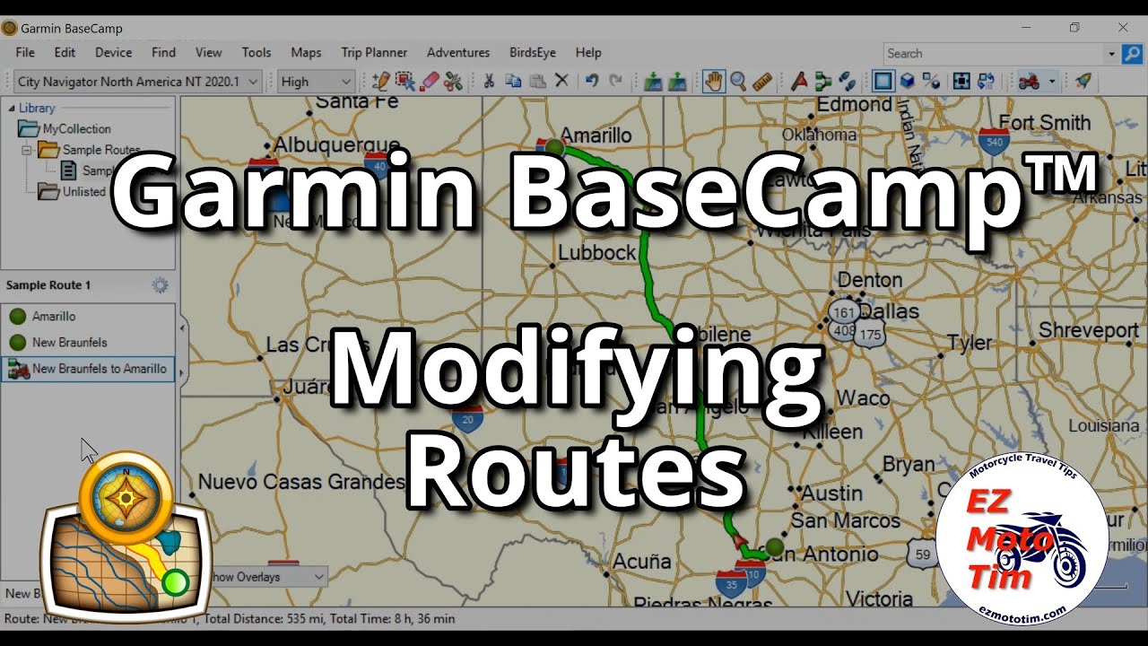 Garmin BaseCamp™ Изменение маршрутов