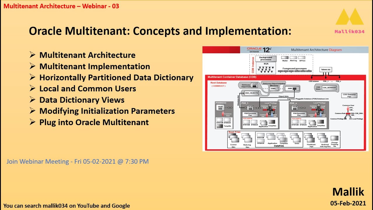 Webinar-03 - Multitenant Architecture - CDB & PDB Implementation - 12c & 19c