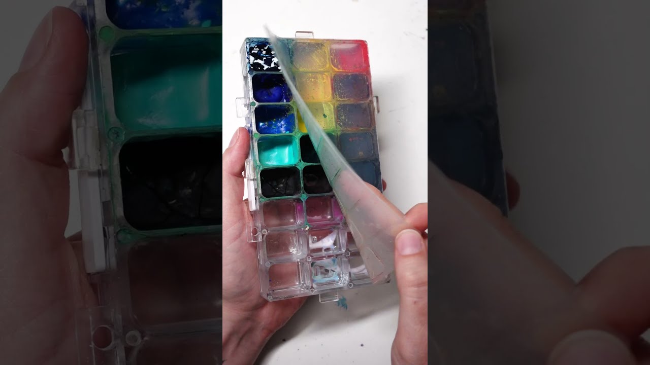 Opening gouache palette box AFTER 6 MONTHS ✶ #shorts