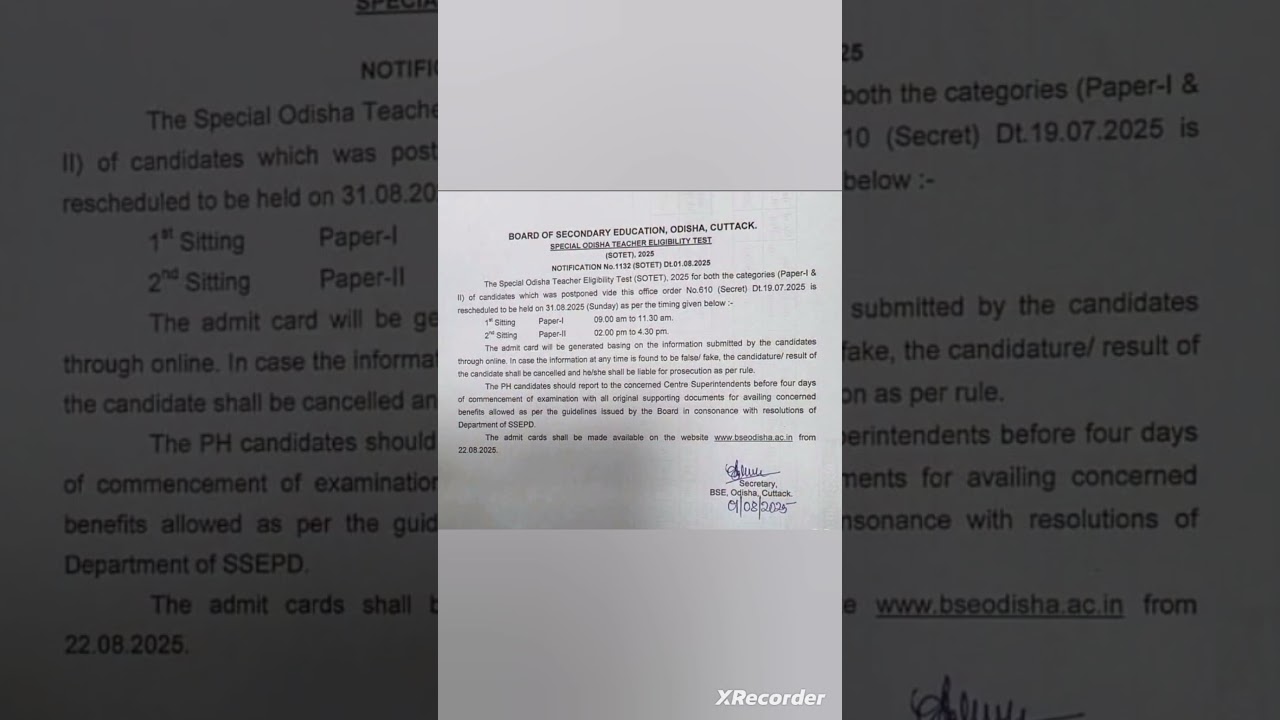 OTET EXAM 2025 DATE