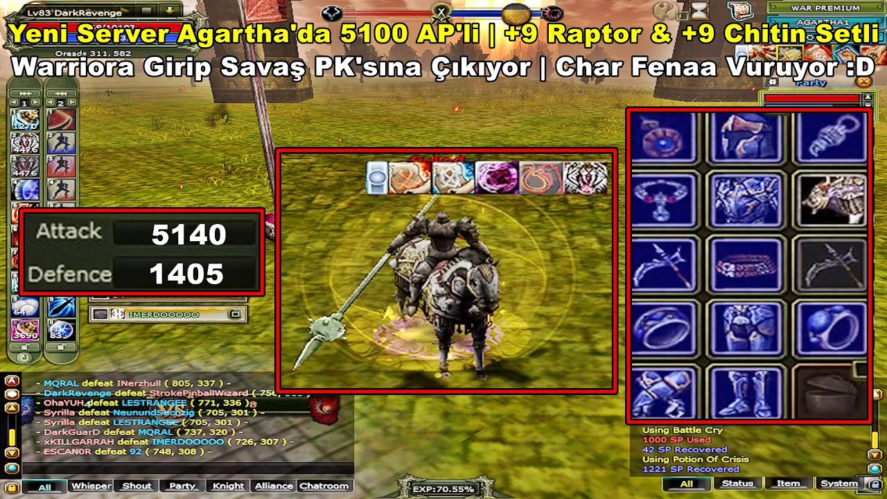 Gaeikhos | Agarthada 5100 AP'li +9 Raptor +9 Chitin Setli Warrior İle Savaşa Giriyor | Knight Online