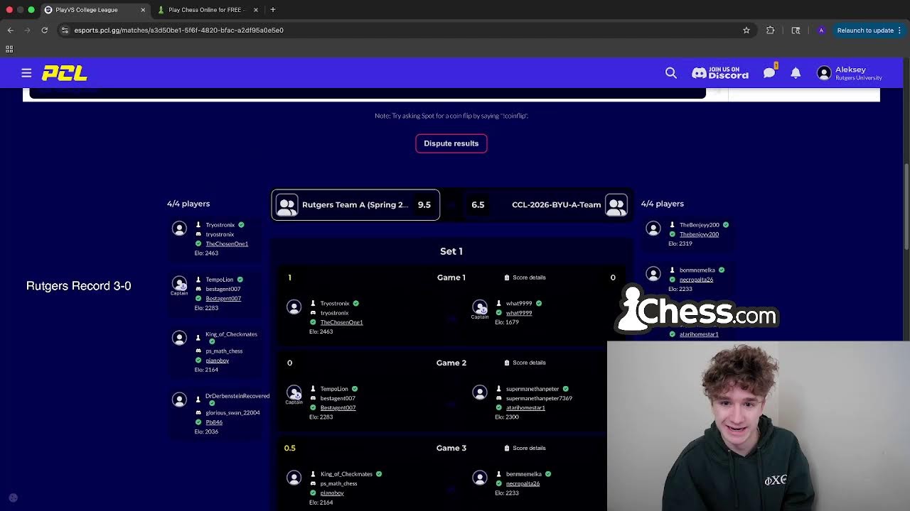RUTGERS COLLEGIATE CHESS LEAGUE GAMEPLAY
