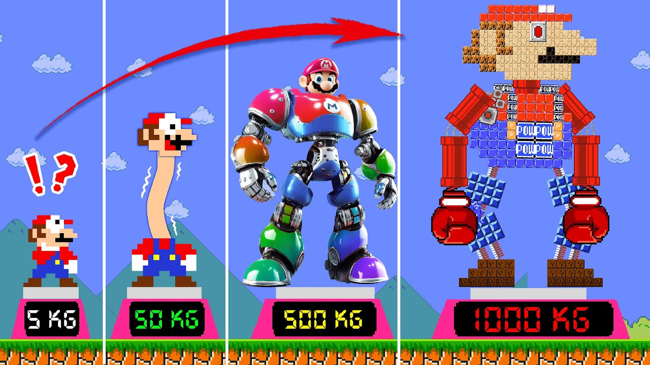 Super Mario Bros. But Every Seeds makes Mario Growing Up Into ROBOT| POWER-UP MARIO