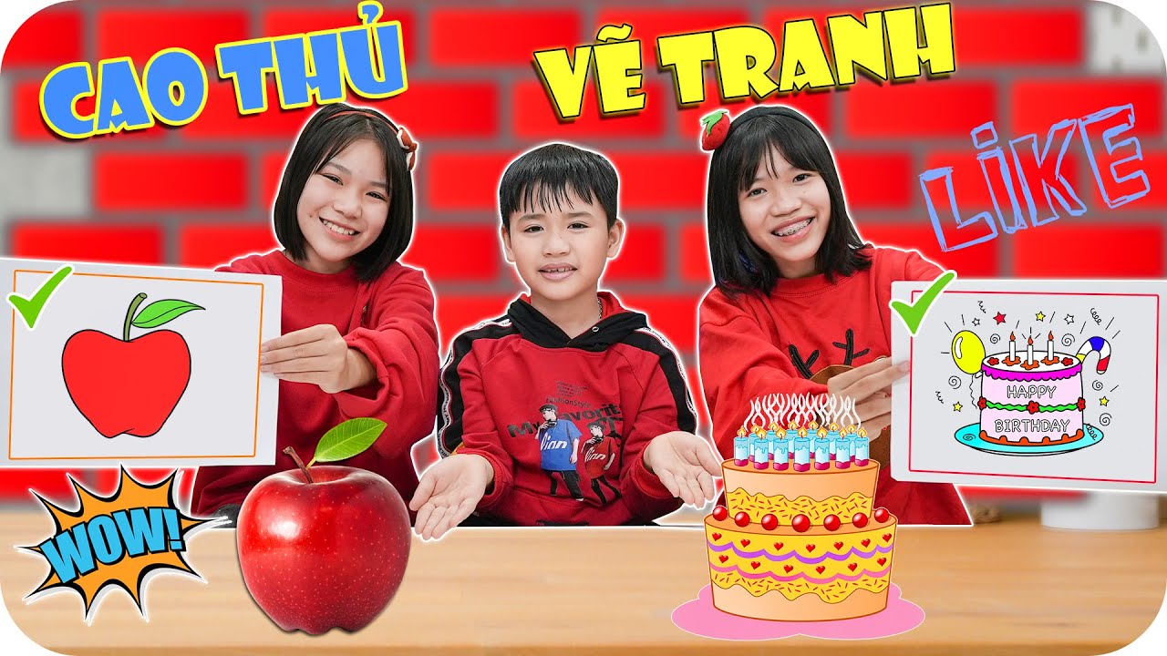 Thử Thách Vẽ Tranh Đồ Ăn Màu Đỏ ♥ Minh Khoa TV