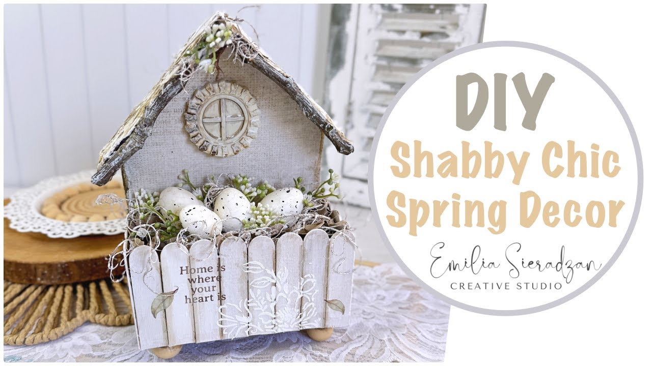 Shabby Chic Easter Decor DIY | Cardboard & Craft Stick Tutorial 🐣🌿