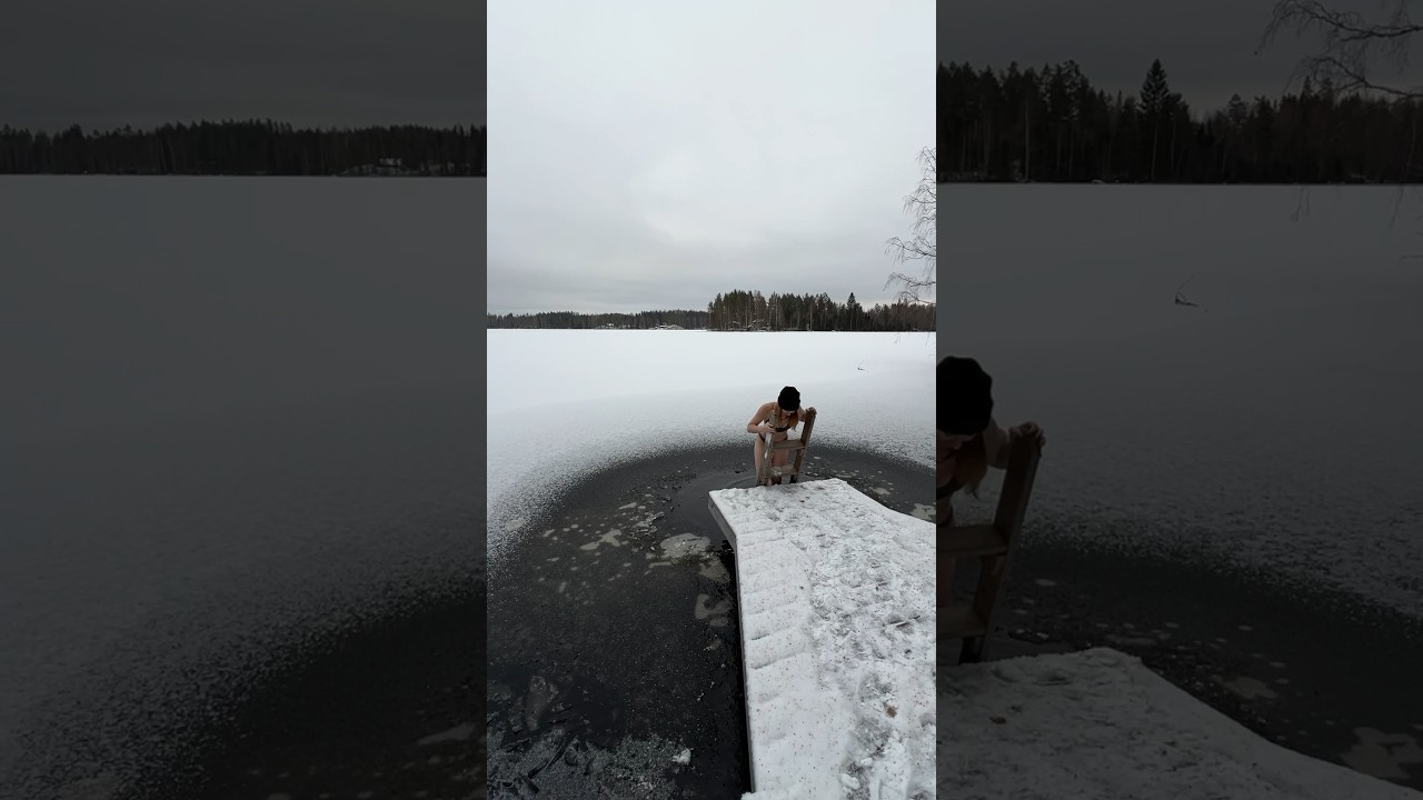 My first ever ice-swimming attempt☺️🥶 #finland #avanto #winteractivities