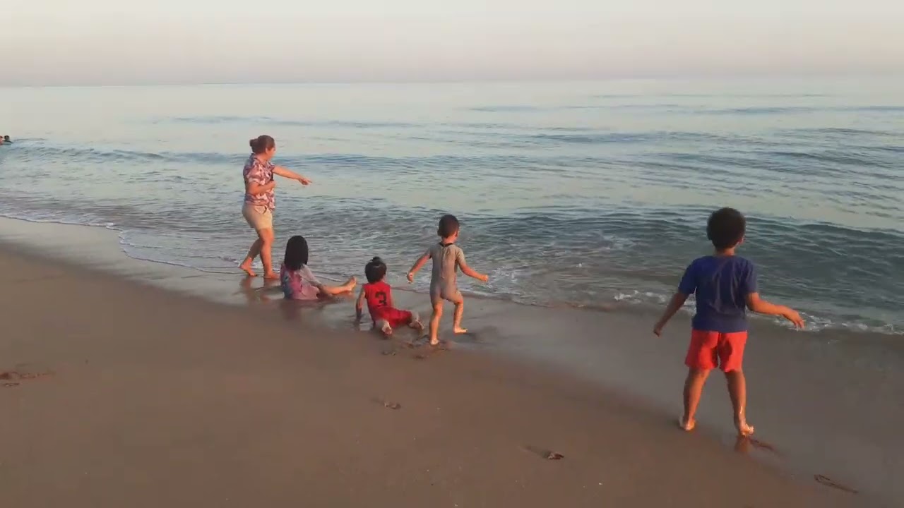 Playing in the waves