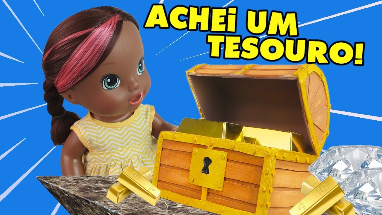 ENCONTREI UM BAÚ DE TESOUROS! ESCAVA PRÊMIO| OURO DE VERDADE? - Lilly Doll