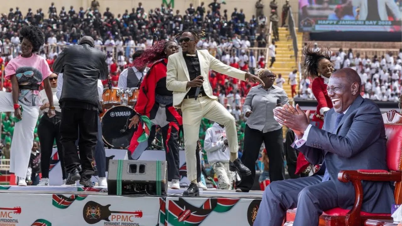 RAHA TUPU! President Ruto stands to dance as IYANII performs his Donjo Maber song during Jamhuri