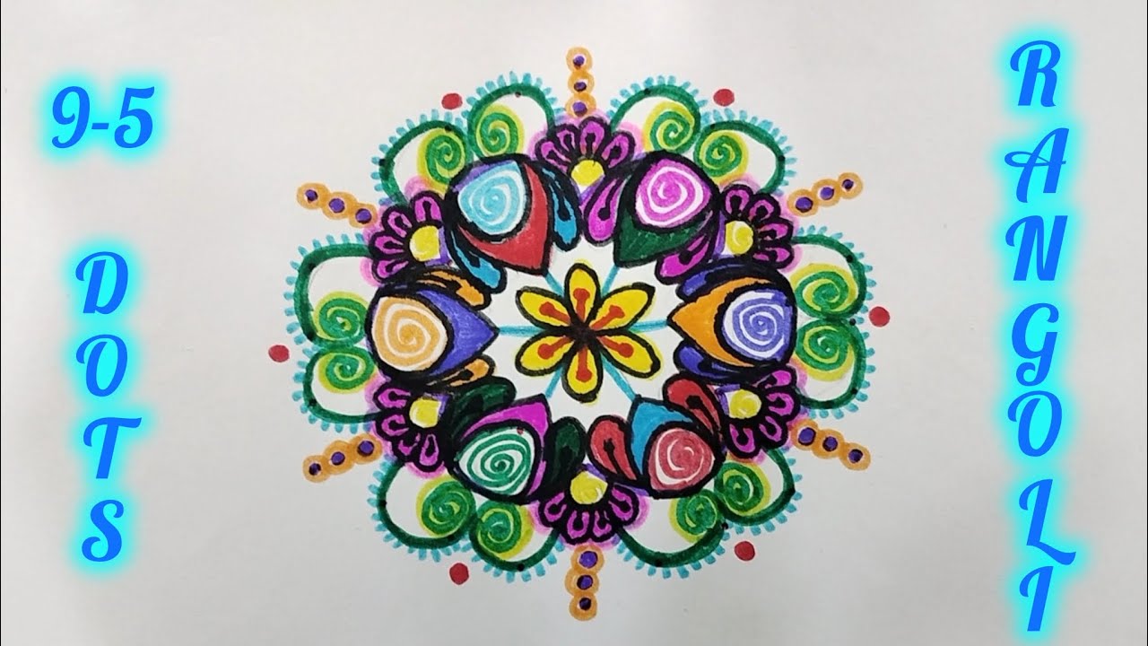9-5 Dots Beautiful Ugadi Rangoli Design I Easy & Simple Rangoli I Festival Kolam @SwadeshiRangoli