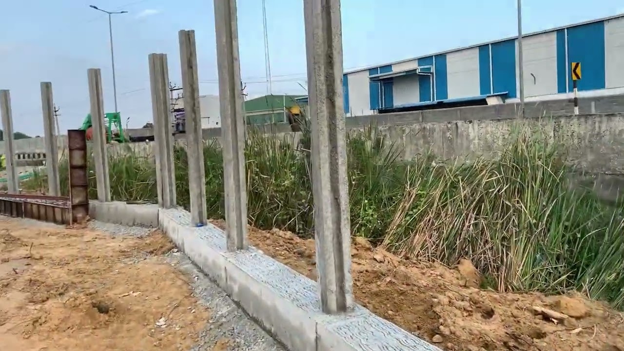 Precast Compound Wall with Plinth Beam and Pile Foundation