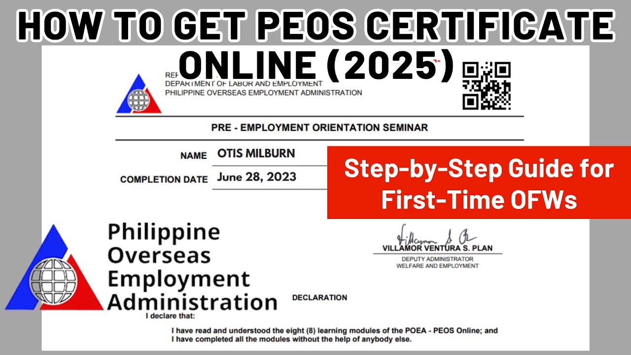 How to Get PEOS Certificate Online (2025) | Step-by-Step Guide for First-Time OFWs