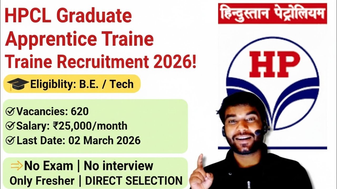 HPCL Graduate Apprentice Recruitment 2026 | 608 Vacancies | Salary: ₹25,000 | No Exam, No GATE!