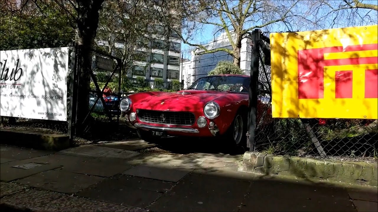Ferrari Day at Chesham Place in London! Classic Ferraris sounds and revs!