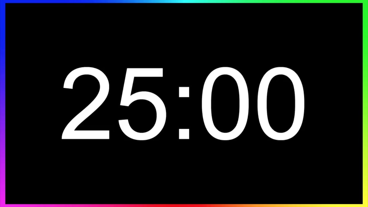Minuteur 25min ALARME🚨/ Compte à Rebours 25 Minutes /Minuterie 25 Minutes/Décompte 25min