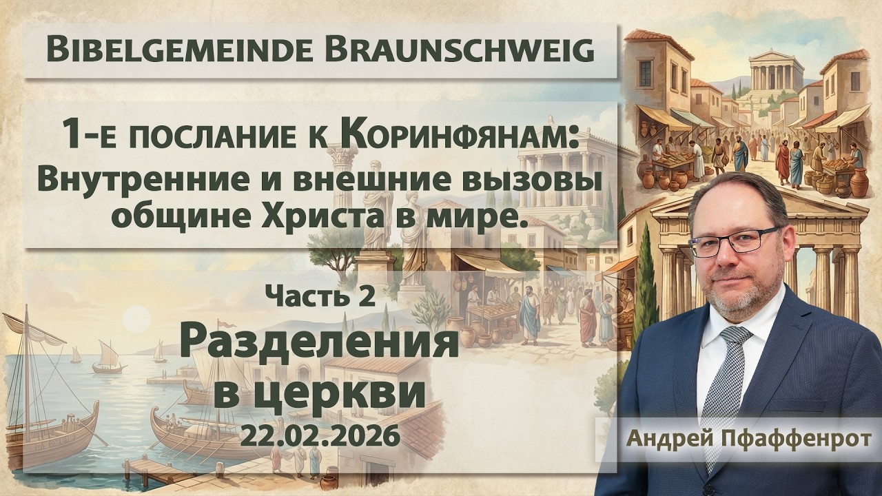 1-е Коринфянам №3 - Разделения в церкви / Андрей Пфаффенрот / 22.02.2026