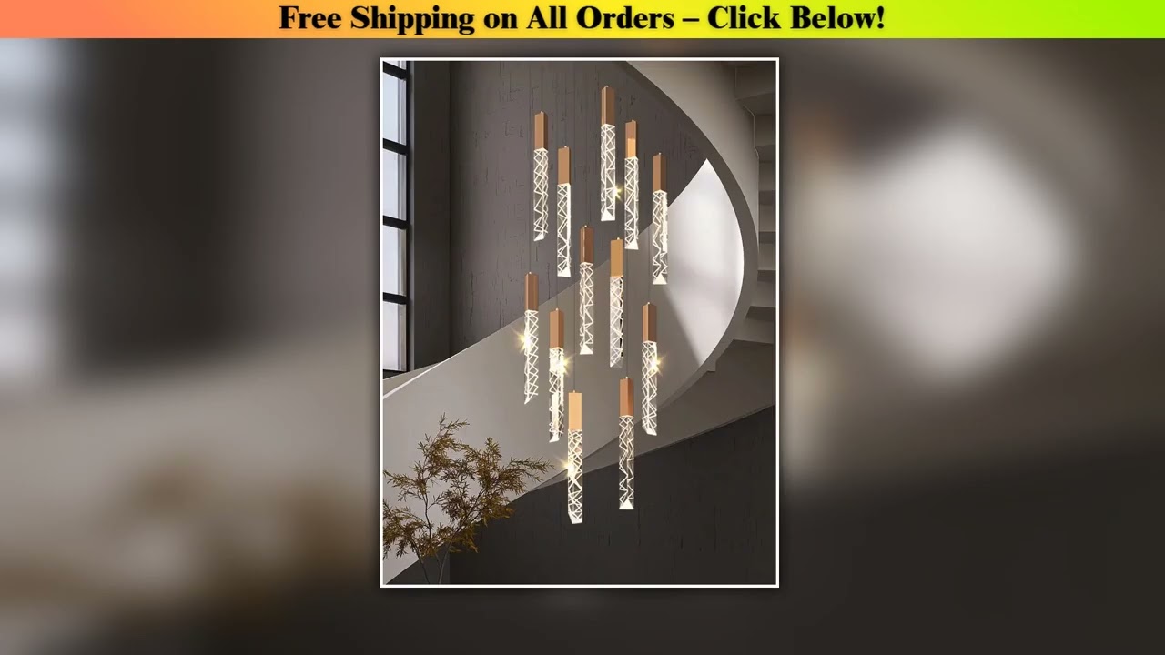New Staircase Chandelier LED Modern Duplex Loft Spiral Long Chandelier Creative Villa Living Room