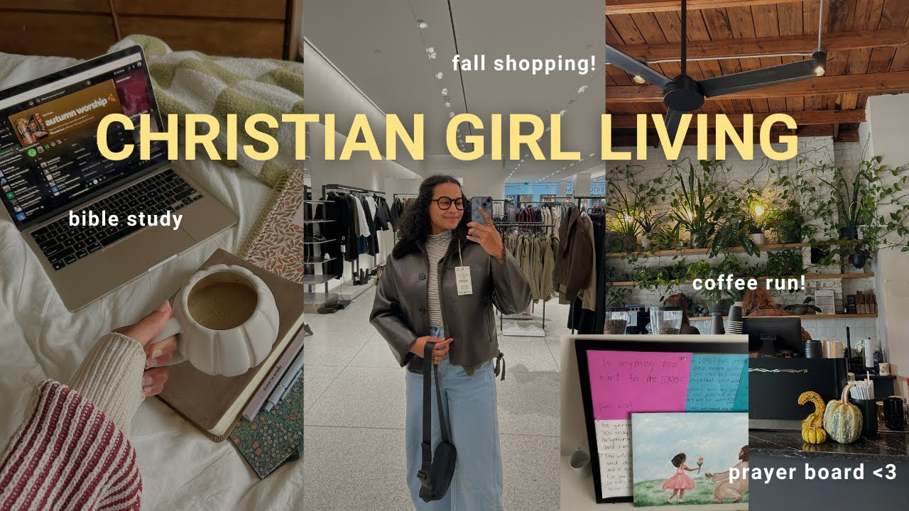 christian girl full day in the life 🍂| fall shopping, Bible study in romans, & making a prayer board
