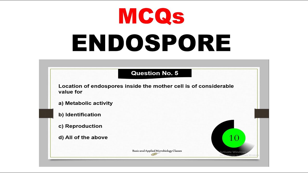 MCQs on Endospore |