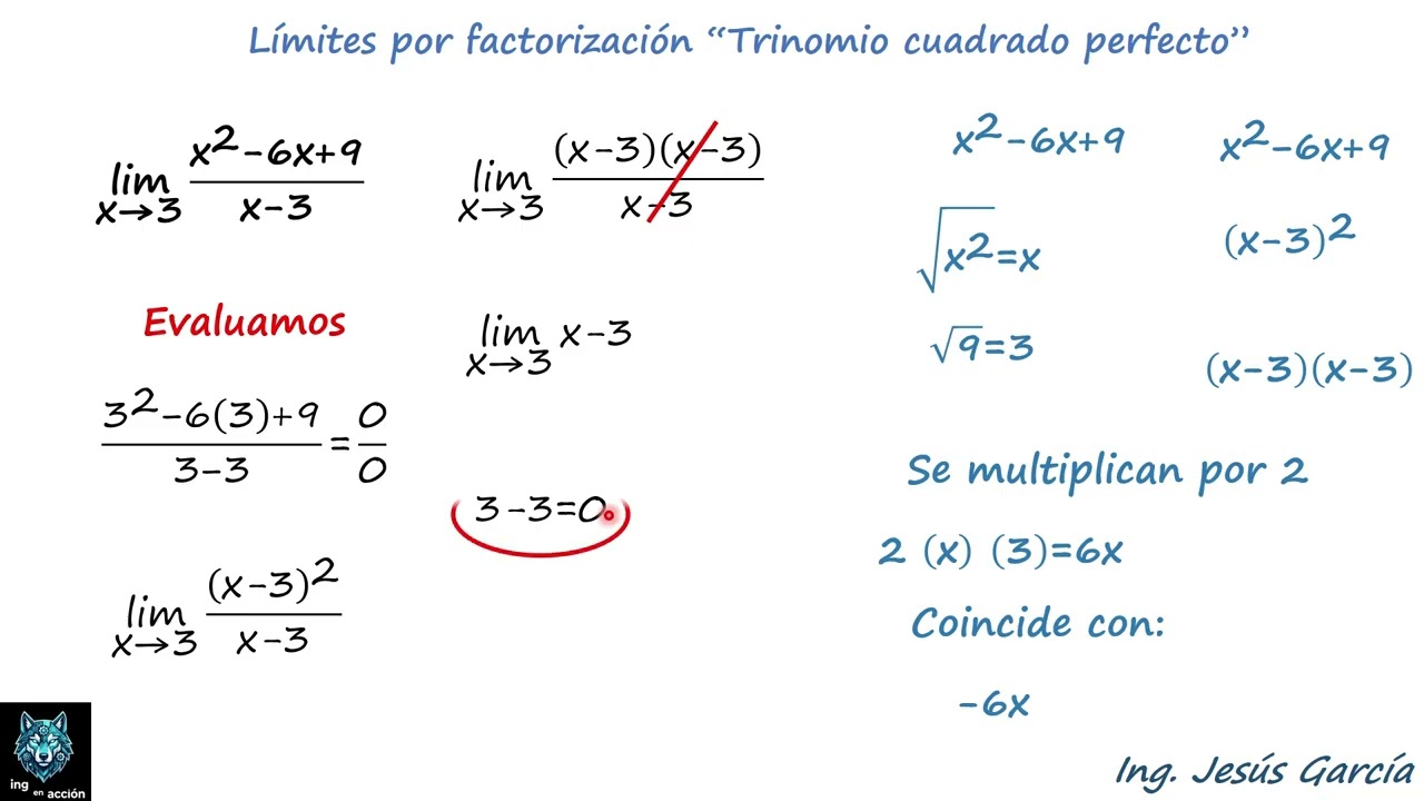 ímites por Factorización: Trinomio Cuadrado Perfecto | Calculo Diferencial