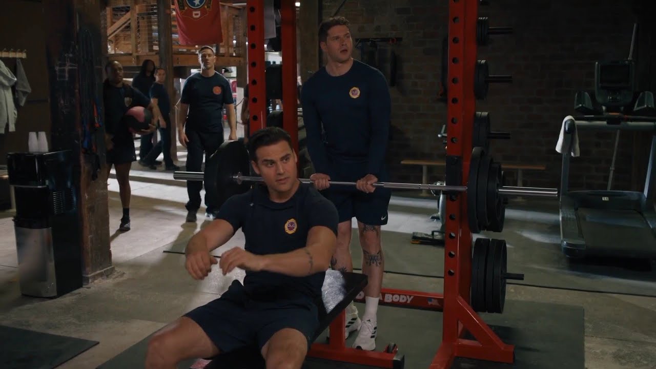 9-1-1 crossover Buck and Eddie gym scene 