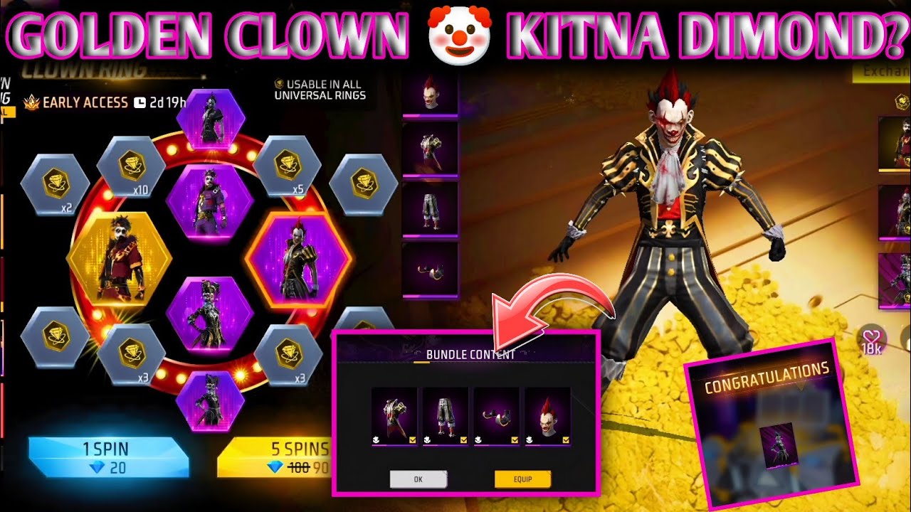New Clown Ring Event - One Spin | Joker Bundle Ring Event | Free Fire New Event| Today New ffevent