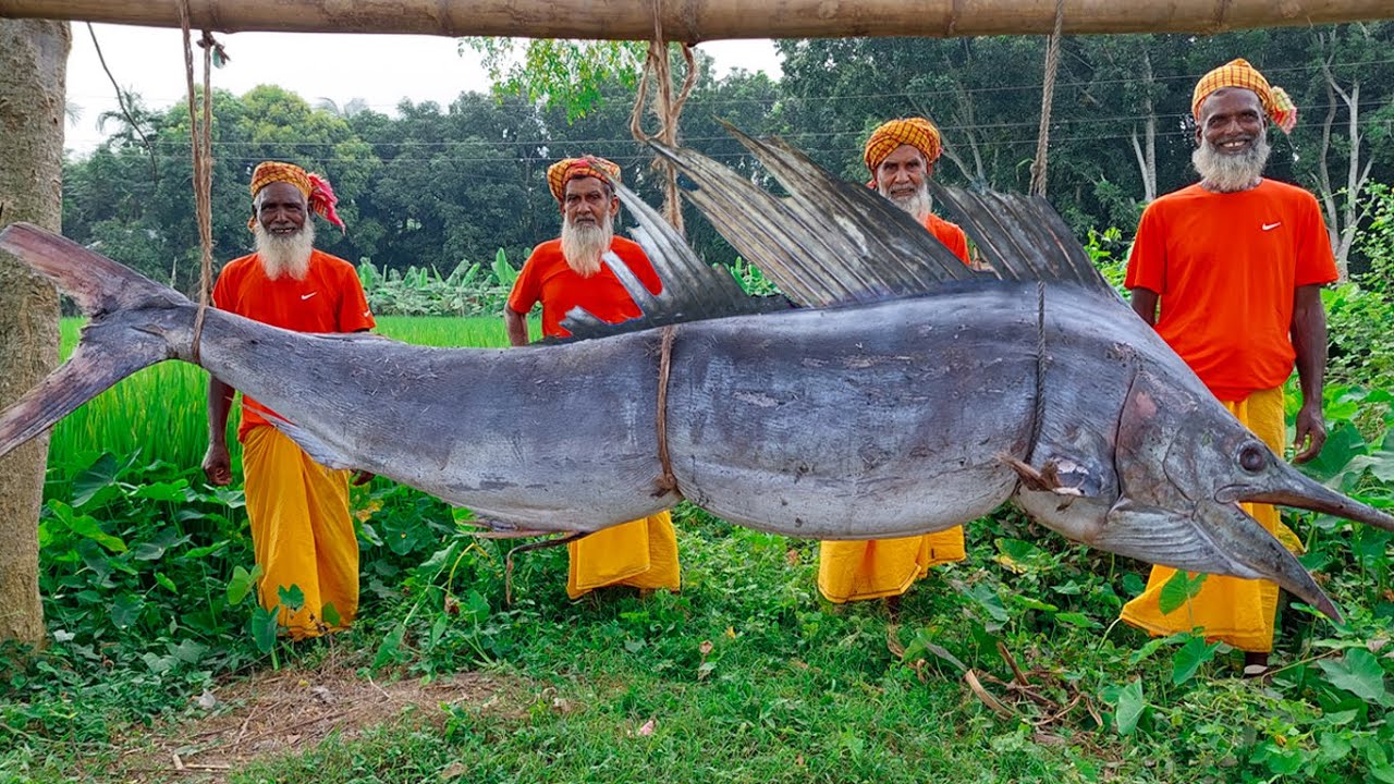 Giant Swordfish Kosha Cooking for Special People - Massive Pakhi Fish Vuna Curry Recipe of Grandpa
