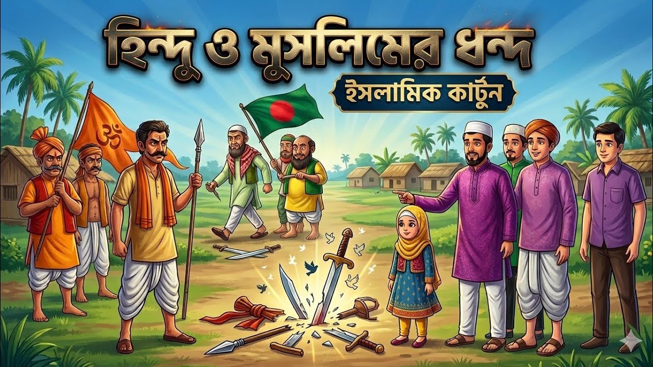 হিন্দু ও মুসলিমের ধন্দ⭕ইসলামিক কার্টুন | Hindu o Musalimera Dondo |  Islamic Story Toons Tv 