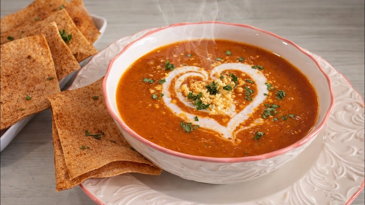 طريقة عمل شوربة طماطم زى المطاعم فى 10 دقايق بس 🍅 احفظي الوصفة لرمضان